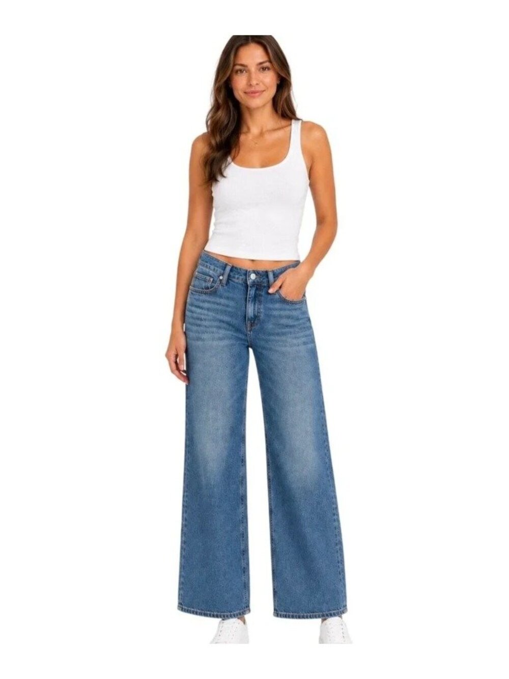 Quince Wide Leg Blue Organic Cotton Stretch Denim Jeans Women Size 28